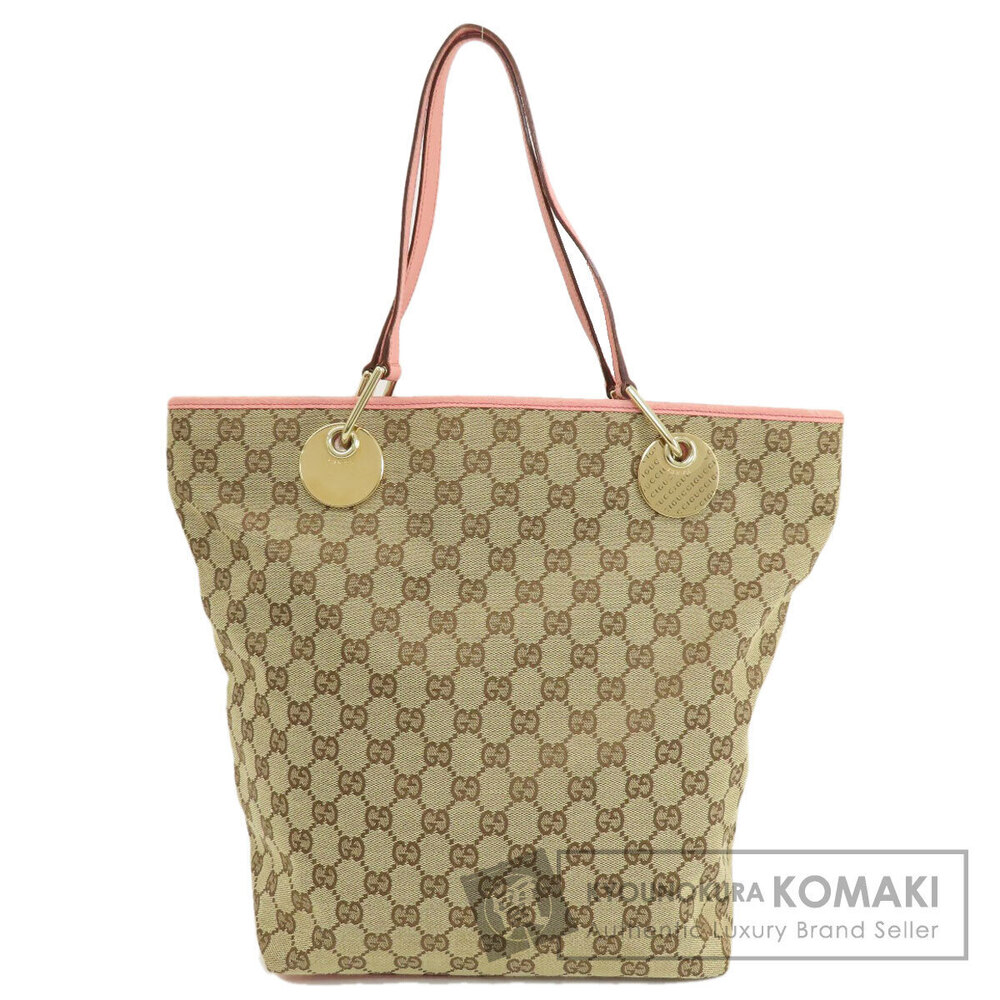 Gucci GG Canvas Eclipse Tote bag pink leather trim